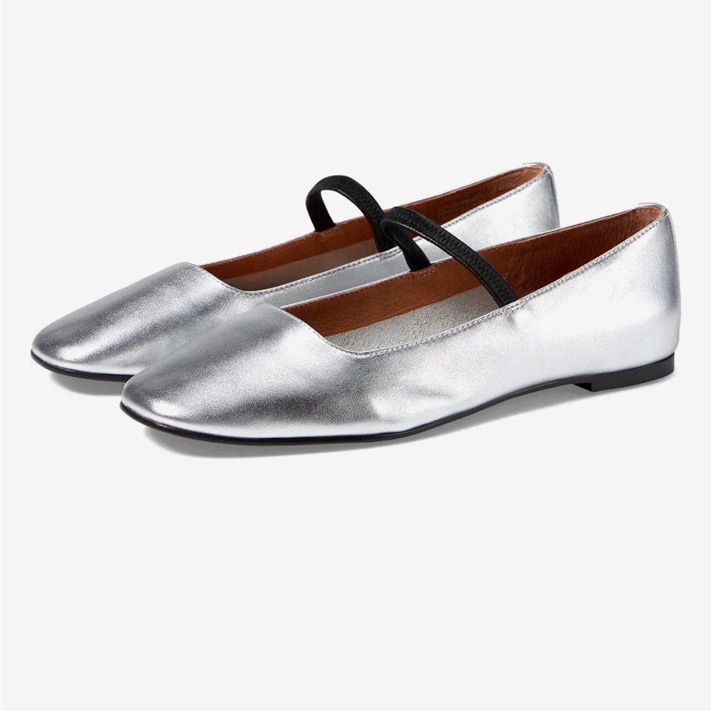 Madewell Silver Greta Flats Size 7